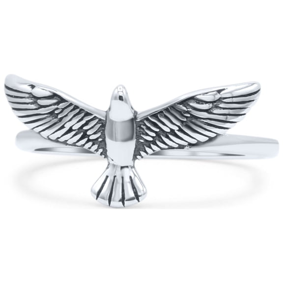 Dainty Sweet Flying Bird Designer Oxidized Ring Band 925 Sterling Silver Size 4