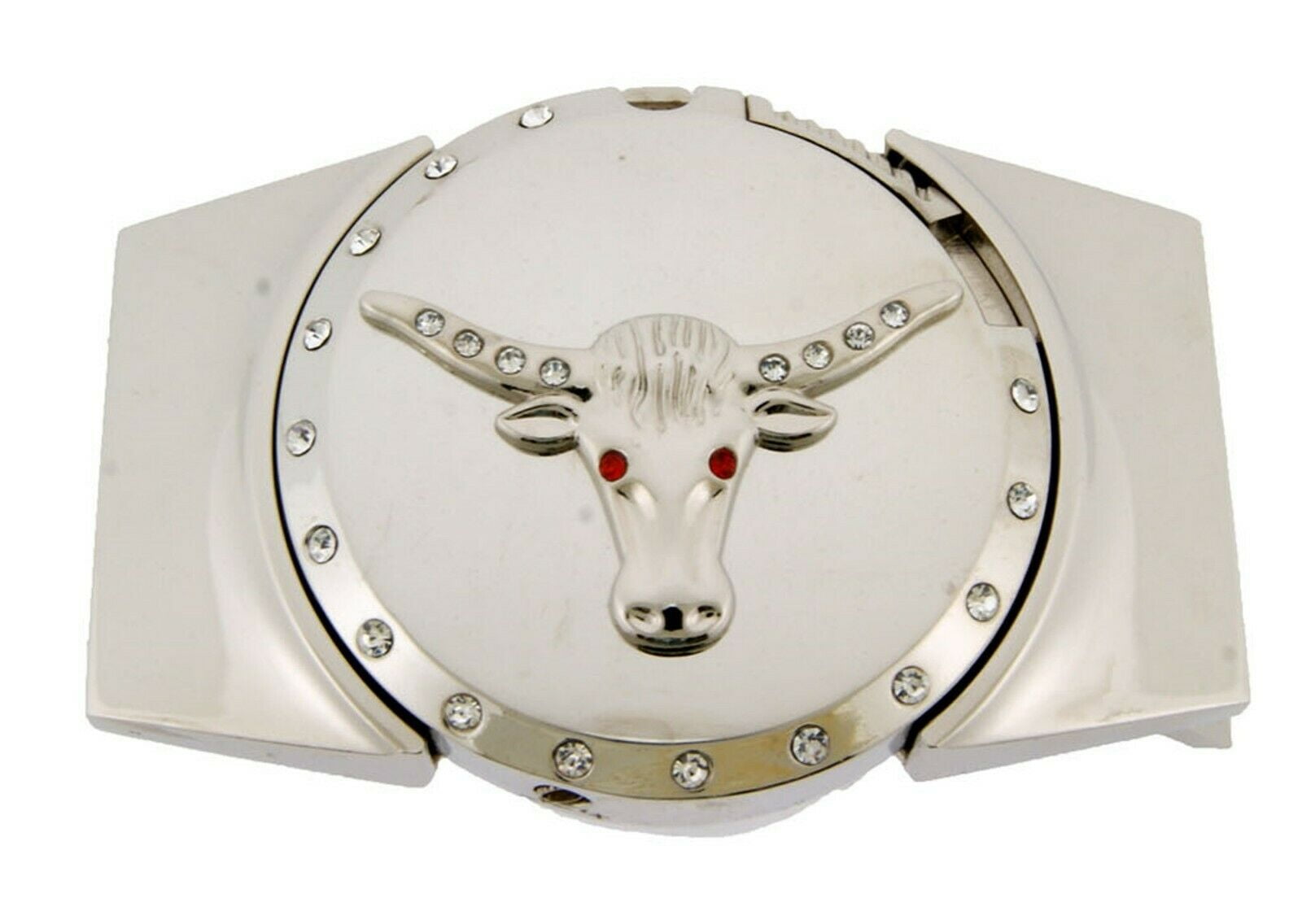 Removable Lighters Belt Buckle Bull Longhorn Silver Chrome Texas