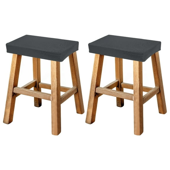 Uxcell Bar Stool Cover Rectangle, Stretch Washable Saddle Counter Vanity Barstool Slipcover Seat Cushion Protector with Elastic Band for Wooden Metal Bench Chair(Deep Gray, 2Pcs)