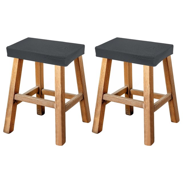 Funda de taburete de bar Uxcell rectangular, estirable y lavable, funda de asiento para taburete de barra con banda elástica para silla de banco de madera y metal (gris oscuro, 2 piezas)