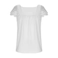 thumbnail image 3 of Byoo Little Girl Solid Square Neck Blouse Shirt Short Sleeve Eyelet Ruffle Sleeve Casual Pullover Shirt Soft T Shirt, 3 of 6