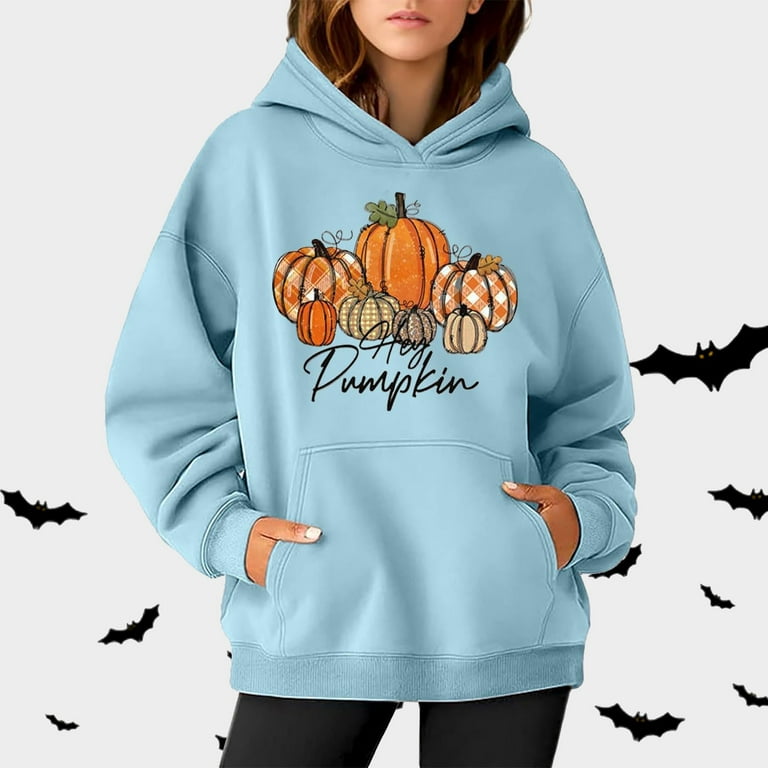 Hey Pumpkin Halloween Thanksgiving Hoodies for Women Fall Pumpkin