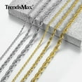 thumbnail image 3 of 18"-24" Twisted Rope Chain Gold Plated Stainless Steel Link Necklace Men 3-7mm, 3 of 9