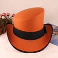 thumbnail image 6 of Vjnyvs Wool Top Hat Unisex Asymmetric Top Hat Victorian Magician Hat Gentlemen Hat Jazz Cap for Men Women Accessory, 6 of 7