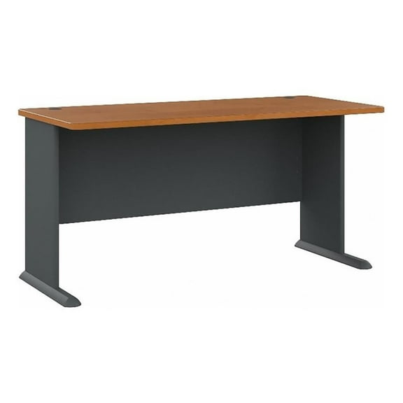 Bowery Hill 60" Transitional Engineered Wood Desk in Natural Cherry/Gray
