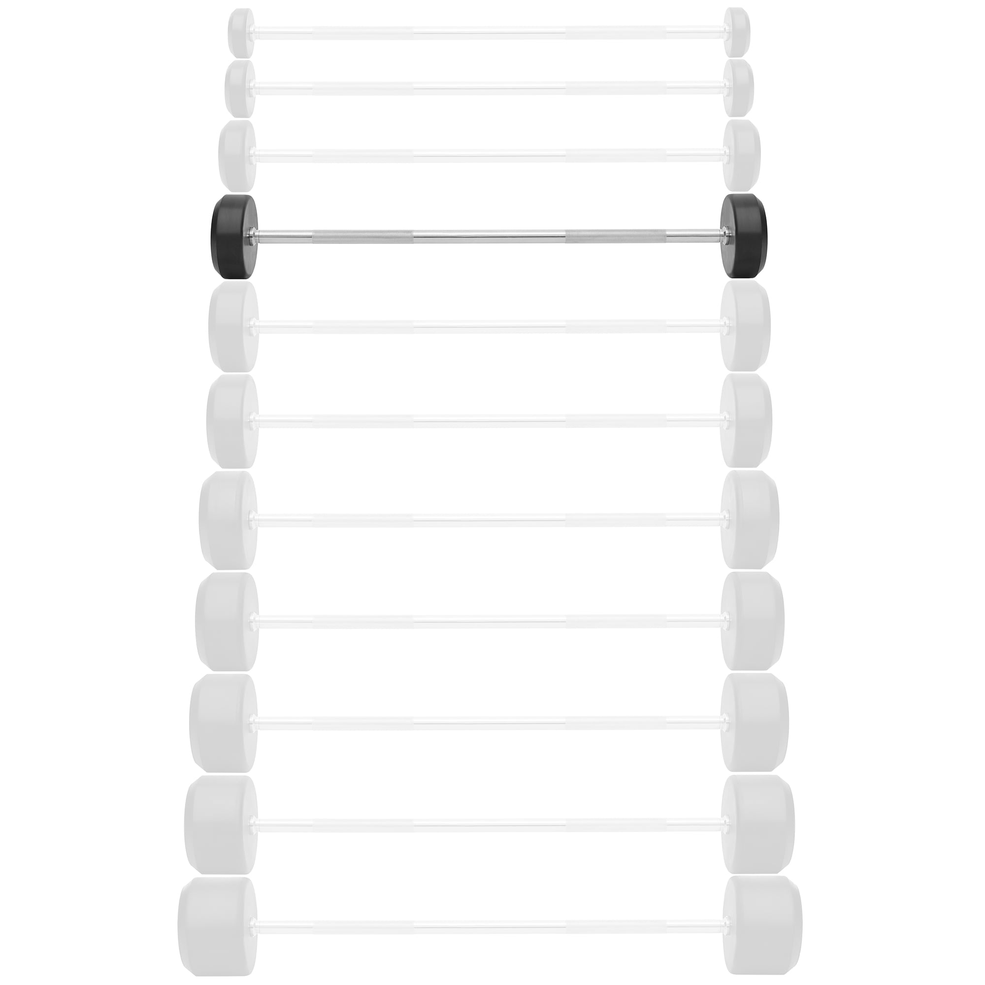 Philosophy Gym Rubber Fixed Barbell, 40 LB Pre-Loaded Weight Straight Bar for Strength Training & Weightlifting
