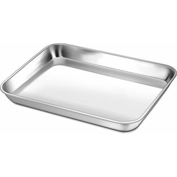 9 Inch Stainless Steel Baking Sheet Pan Cookie Toaster Oven Tray for Bread Bacon