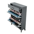 thumbnail image 6 of Space Saving Gray Shoe Storage Cabinet with 2 Flip Drawers, Ample Storage, Sturdy MDF & Metal Construction Space Saving, Gray - Easy to Assemble, Shoe Storage Cabinet for Doorway Hallway Entryway, 6 of 11