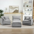 thumbnail image 4 of Cloud-Like Modular Chenille 3-Seat Sectional Sofa with Movable Ottoman – Customizable L-Shaped/U-Shaped Seating for Living Rooms,Gray, 4 of 11