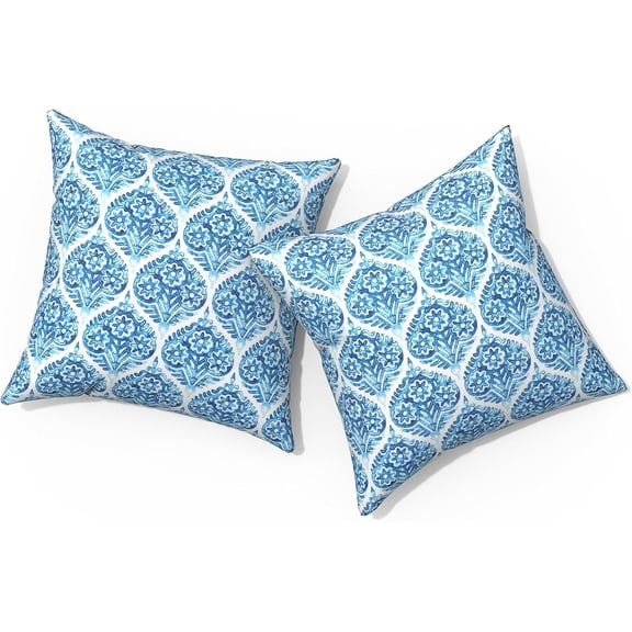 Ryan; Outdoor Pillows for Patio Furniture 18x18 inch, Square Outdoor Throw Pillows , Decorative Toss Pillows for Garden Couch Home Sofa Office Chair, Pack of 2, Celadon Geometric