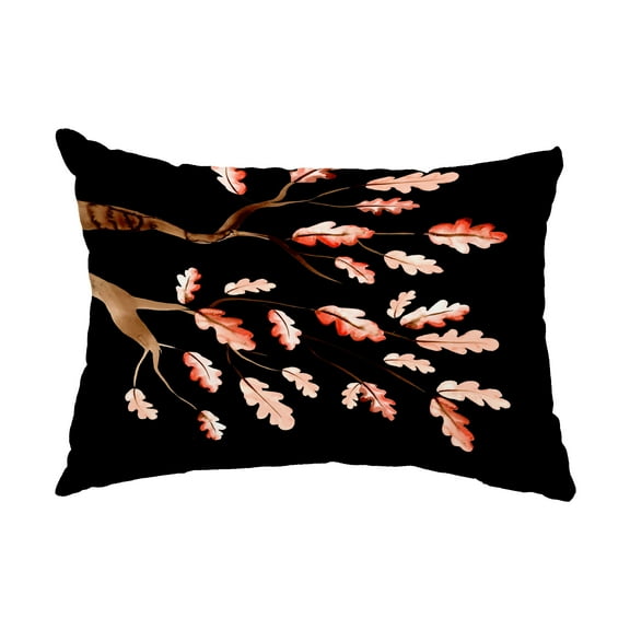 Simply Daisy, 14" x 20" Wild Oak Branch Black Floral Print Outdoor Decorative Throw Pillow