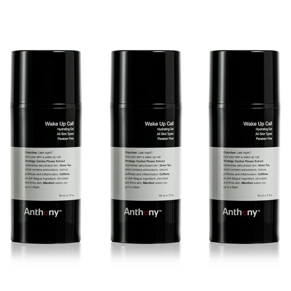 Anthony Wake Up Call, 3 Fl Oz, Face and Anti-Puffiness – Tired Skin Refresher & Moisturizer with Caffeine, Menthol, Green Tea, and Shea Butter Pack of 3