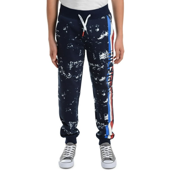 Tommy Hilfiger Little Boys Courtney Splatter-Print Fleece Sweatpants, Navy/White, 3T