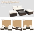 thumbnail image 3 of Patiojoy 5-Piece Outdoor Rattan Wicker Sofa Set Lounge Chair with White Cushions, 3 of 9