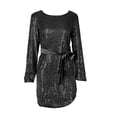 thumbnail image 7 of XIAOCHA Womens Long Sleeve Party Dress Sequin Round Neck Belted Mini Dress Eye Catching Evening Event Dress, 7 of 7