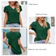 thumbnail image 5 of Blusa de manga con volantes Cuello en V Color puro Ajuste holgado Casual Mujer Top de manga corta para verano Verde XL, 5 of 6
