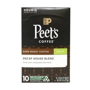 Peet's Coffee Decaf House Blend K Cup Coffee Pods for Keurig Brewers, Dark Roast, 10 Pods, 3.1 Lb