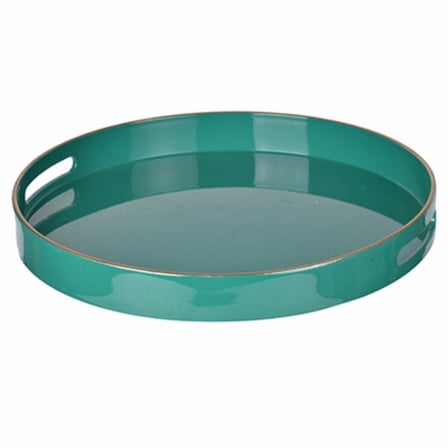 Benzara Mimosa Round Tray With Cutout Handles, Green