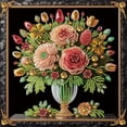 thumbnail image 1 of (LY386) Florero Color Oscuro Con Diamante Parcial Serie Flores Y Plantas Pintura Resina Con Forma Especial Diamante 30x30CM, 1 of 9
