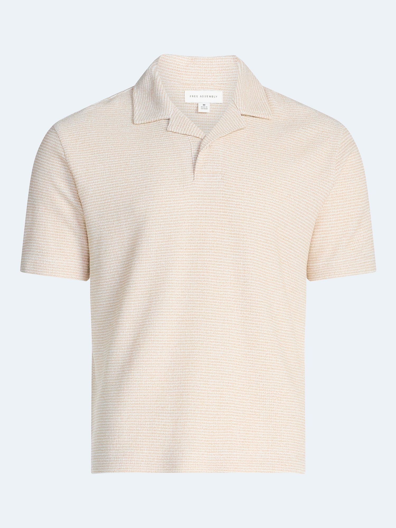Free Assembly Men's Textured Polo Camp Shirt, Sizes S-3XL