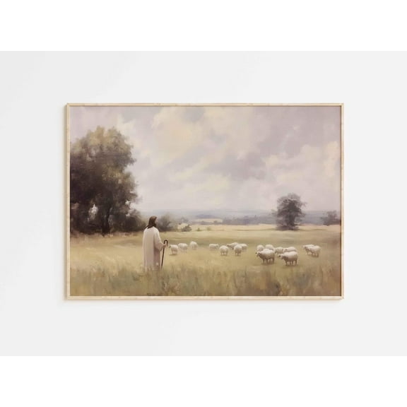 Psalm 23 The Lord Is My Shepherd Bible Verse Wall Art, Christian Oil Painting Illustration Scripture Quote Artwork Poster Print Wall Art, Modern Wall Decor, 8x12 UNFRAMED
