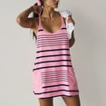 thumbnail image 2 of Atogsazn Womens Athletic Dress Built in Shorts V-Neck Sleeveless Stripe Camis Tops And Shorts Sets Summer Casual T-Shirt Dresses Sets Hot Pink XL, 2 of 7