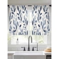 thumbnail image 3 of Navy Blue Botanical Semi Sheer Curtains 45 Inch Length 2 Panels Set, Pastoral Spring Leaves Watercolor Sheer Kitchen Curtain Privacy Voile Window Curtain for Living Room Bedroom Rod Pocket Drapes, 3 of 7