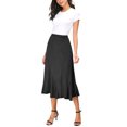 thumbnail image 7 of Urban CoCo Vintage Elastic Waist A-Line Midi Skirt (Black, M), 7 of 7