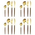 thumbnail image 1 of 16 Piece Wood Surface Matte Gold Head Stainless Steel Flatware Set, Service for 4, 1 of 6