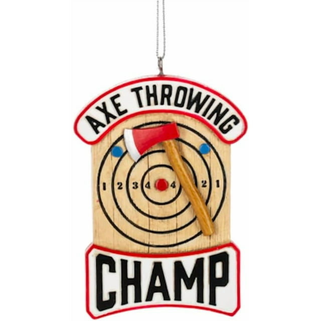 JZ-Axe Throwing Champ With Target Christmas Ornament - Gift for Throwers