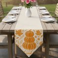 thumbnail image 6 of Thanksgiving Pumpkin Table Runner Linen Burlap Table Runner 72 Inches Long Farmhouse Orange Maple Leaves Dresser Scarves for Kitchen Island Coffee Dining Room Party Wedding Holiday Decoration 14"x72", 6 of 8