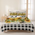 thumbnail image 3 of Twin XL Quilt Set 68''x98'', Sunflower Lightweight Summer Bedspread Coverlet Set with 2 Pillow Shams, Summer Botanical Bee Rustic Black Plaid Breathable All Season Quilt Bedding for Dorm/Guest Room, 3 of 9