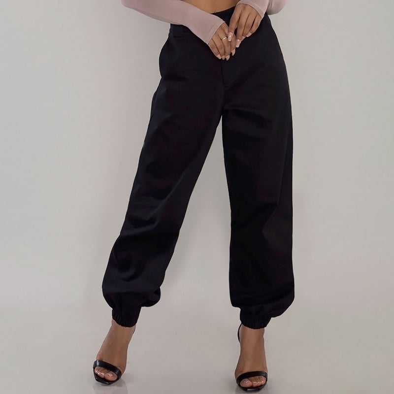 black trousers with zip pockets