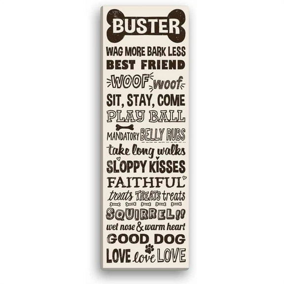 Personalized Dog Rules 9" x 27" Canvas, Cream
