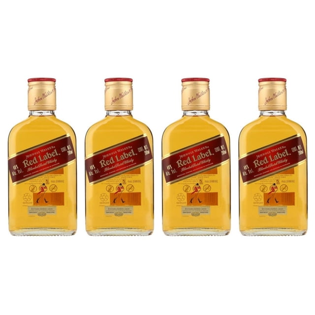 Pack de 4 Whisky Johnnie Walker Red vidrio 200 ml