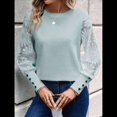 thumbnail image 4 of Top de Cuello Redondo con Encaje Bordado y Larga en Color Liso para Mujer Lago Azul M, 4 of 8