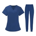 thumbnail image 3 of Conjunto de uniforme para enfermería para hombre y mujer, ropa de trabajo de enfermera, uniforme para enfermería, mangas cortas, múltiples bolsillos, azul Yinane  Uniformes de Trabajo, 3 of 8