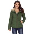 thumbnail image 2 of POGLIP Women's Army Green Faux Fur Collar Trim Black Quilted Jacket, 2 of 6