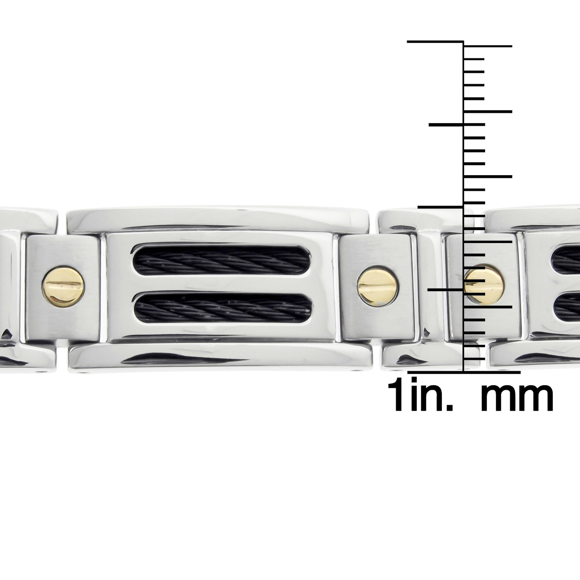 BIG Jewelry Co Men's Stainless Steel and 10K Gold Screw Detail Link Bracelet