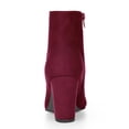 thumbnail image 2 of BLISSFUL STEP Women's Side Zipper Round Toe Block Heel Ankle Boots Burgundy 6, 2 of 8
