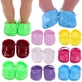thumbnail image 6 of AlevRam 3 Pairs 18 inch Doll Shoes Sandals, Colorful Hole Slippers for 18 inch Dolls, Cute Summer Doll Accessories, Fits Most 18 inch Dolls, Random Candy Colors, 6 of 6