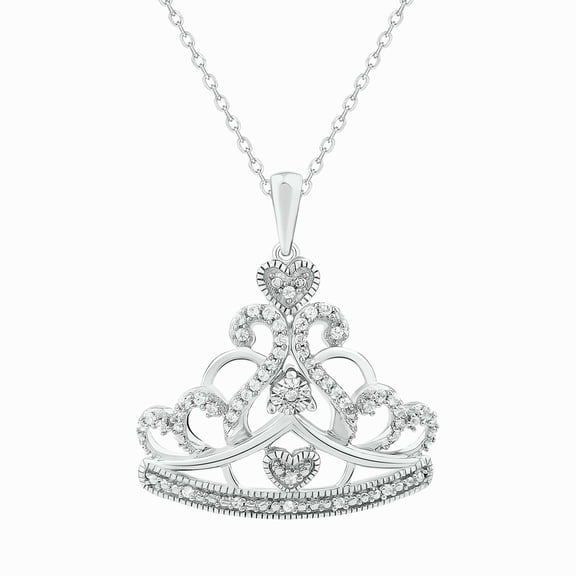 Cali Trove Diamond Puff Heart Pendant Necklace for Women 1/10 Ct Natural Diamonds 925 Sterling Silver 18 Inch Chain Gift for Her