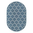 thumbnail image 3 of Unique Loom Outdoor Trellis Collection Area Rug (5' 3" x 8' Oval Navy Blue/Ivory), 3 of 7