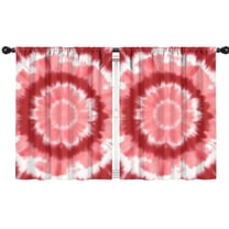 Blackout Kids Curtains,Red White Tie Dye Mandala Pattern Childrens Insulated Curtains Set Of 2,Bedroom Essentials,Toddler Room Decor 42"x54"