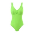 thumbnail image 2 of Summer One Piece Swim Suits For Women 2026 Solid Color Fold Overlapping Camisole Tight Fitting Mint Green Swimsuit Tankini∣XL, 2 of 7