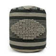 thumbnail image 2 of Handcrafted Cylindrical Pouf - Beige And Dark Grey Fabric Cover Wool & Cotton 16x16x16 250lb Capacity Spot Clean Only, 2 of 4