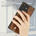 thumbnail image 5 of Decase Wallet Case for Samsung Galaxy A05,Shockproof Rugged Phone Cover With 360° Rotatable Ring Kickstand & Back Zipper Card Pocket Cloth Fabric Hybrid PU Leather,for Women Men,Brown, 5 of 10