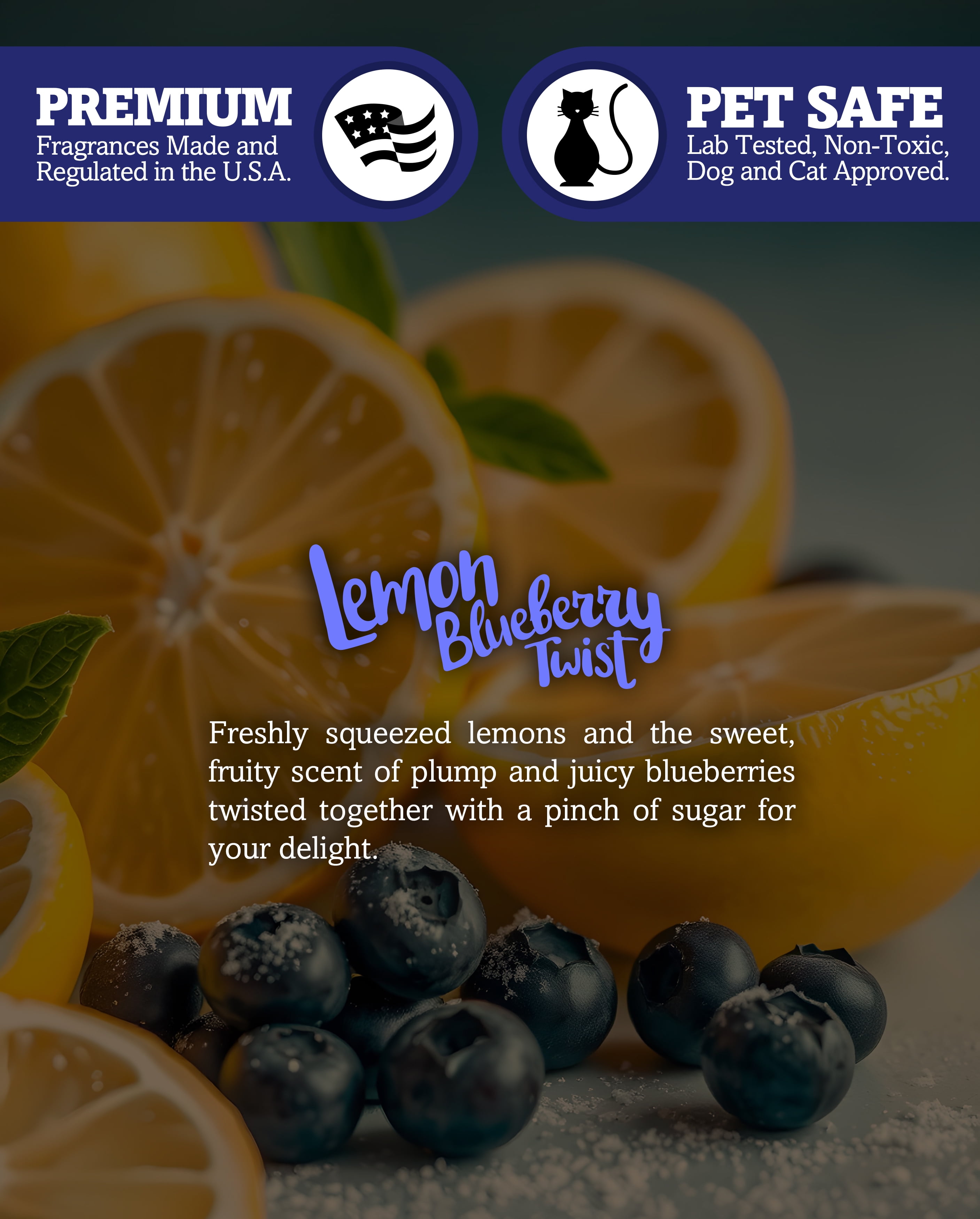 Lemon Blueberry Twist Scented 3 Wick Candle - All Natural - Made with 100% Responsibly Sourced Soy and Essential Fragrance Oils - Phthalate & Paraffin Free, Vegan, Non-Toxic