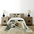 thumbnail image 4 of Ambesonne Monstera Quilted Bedspread Set 2 Pcs, Abstract Boho Leaves Art, Twin Size, Dark Sepia Pale Brown, 4 of 5