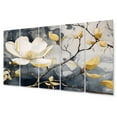thumbnail image 2 of Designart "Elegant Magnolias in Yellow and Grey III" Floral Metal Wall Décor Set, 2 of 5